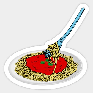 Girl Eating Spaghetti Sticker Sticker